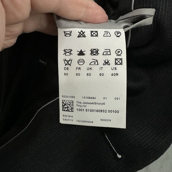 HUGO BOSS jacket blazer sport coat james4/sharp6 100% wool glen plaid gray 40R - Picture 9 of 10